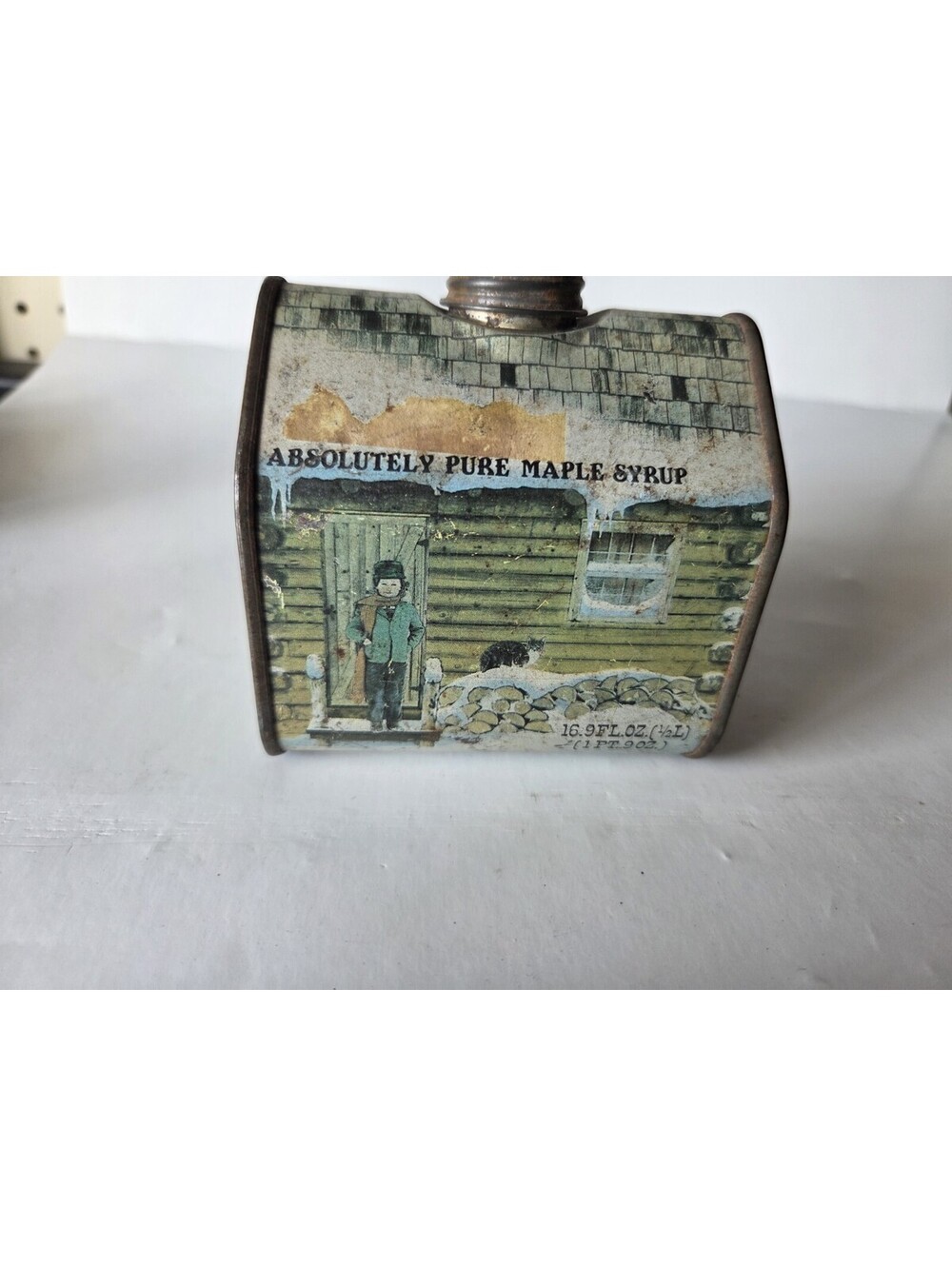 Vintage Absolutely Pure Maple Syrup Tin New England Container Co. Vermont A22